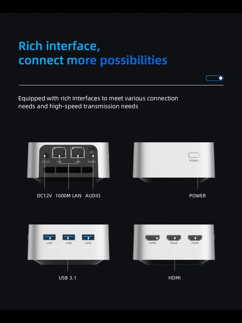 ACEMAGICIAN Mini PC Computer, 12th Gen N100 (up to 3.4GHz) 16GB LPDDR5 512GB SSD